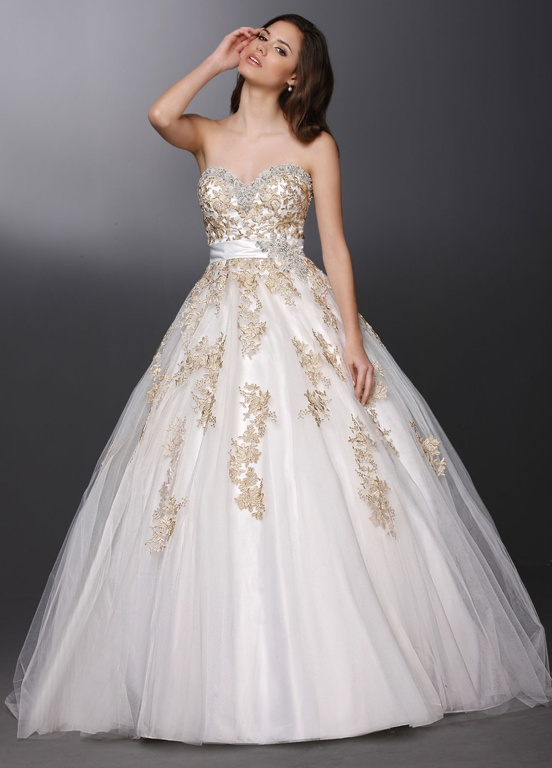 Davinci Bridal 50637 Long A Line Sheer Lace V neck wedding Dress Train –  Glass Slipper Formals