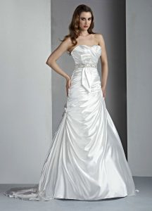Charmeuse A-Line Wedding Dress with Corset Back DaVinci Bridal Style #50032