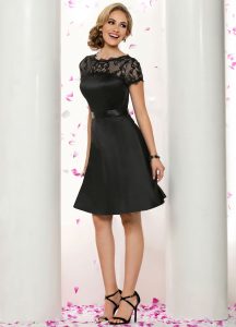 Bridesmaids Dresses with Black Lace Details: DaVinci Bridesmaid Style #60274