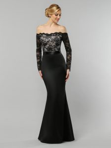 Bridesmaids Dresses with Black Lace Details: DaVinci Bridesmaid Style #60313