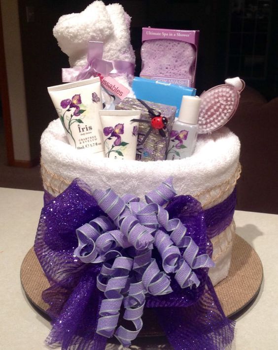 Lavender Bath Spa Bridal Shower Towel Cake