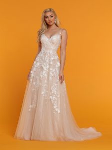 3D Floral Applique Wedding Dresses for 2023: DaVinci Bridal Style #50513