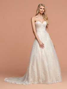 A-Line Wedding Dress with Corset Back DaVinci Bridal Style #50593