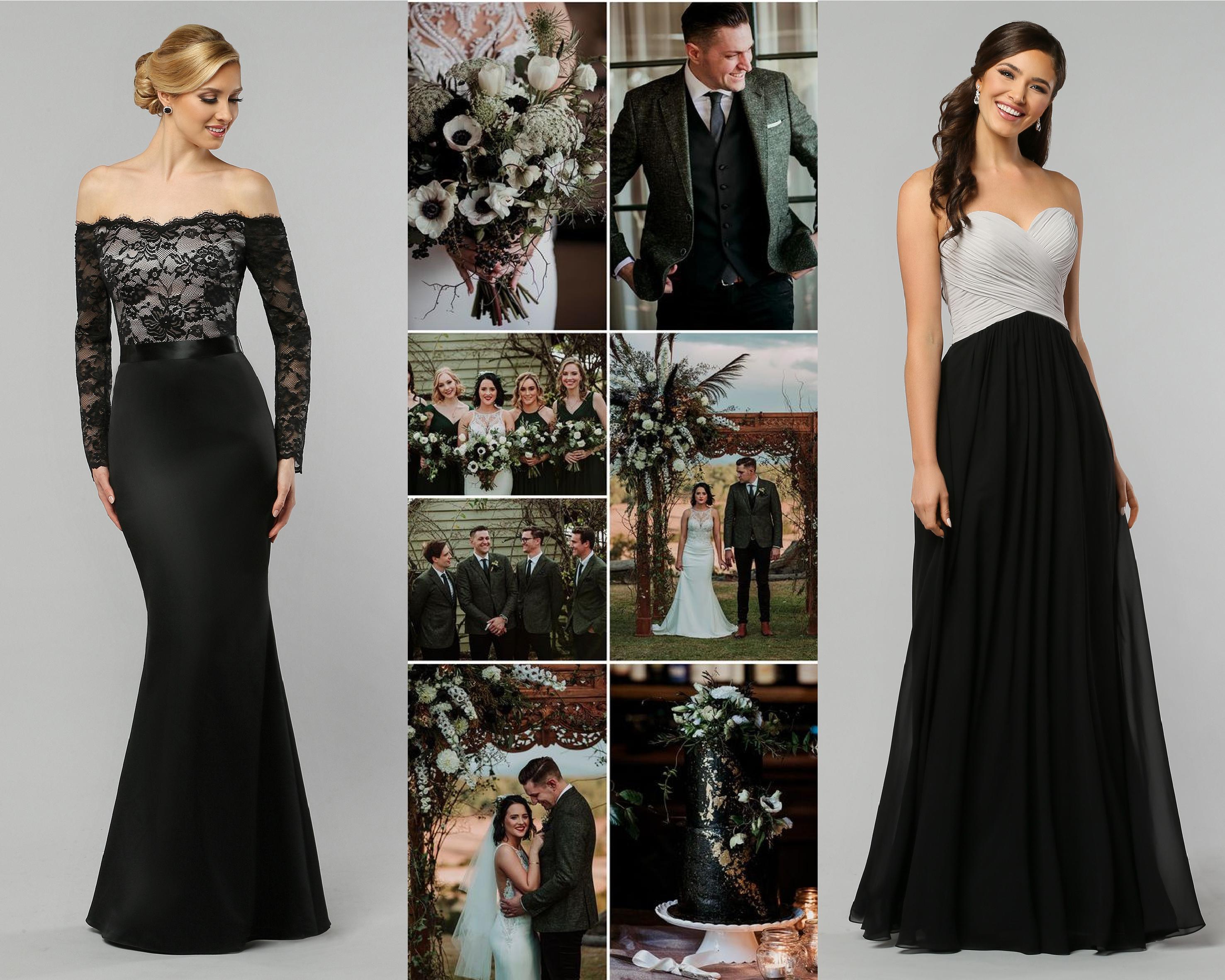 black and white lace bridesmaid dresses