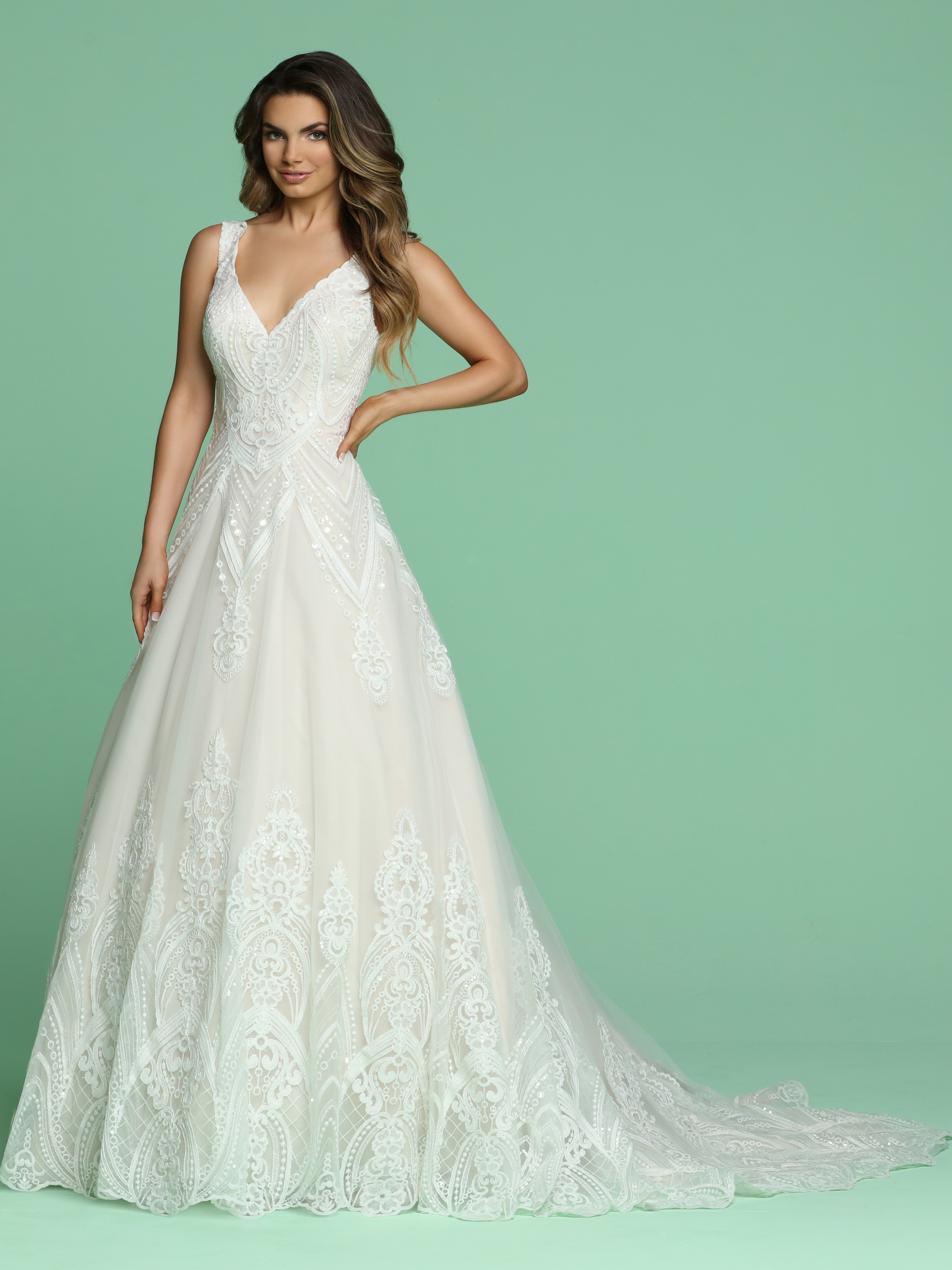 Allover Sparkle Wedding Dress DaVinci Bridal Style #50616
