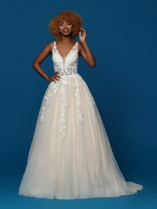 3D Floral Applique Wedding Dresses for 2023: DaVinci Bridal Style #50637