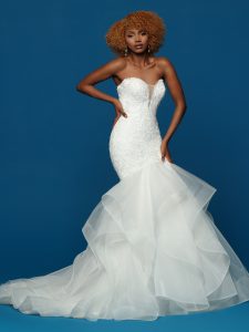 Tiered Tulle Mermaid Wedding Dress: DaVinci Bridal Style #50653