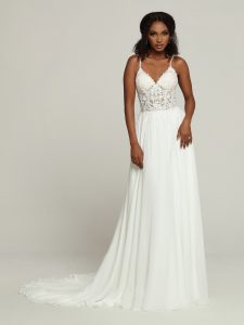 A-Line Slip Wedding Dress: DaVinci Bridal Style #50696