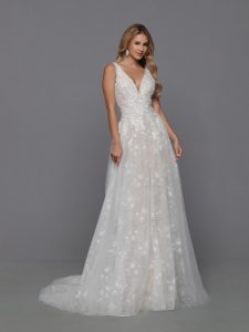 3D Floral Applique Wedding Dresses for 2023: DaVinci Bridal Style #50760