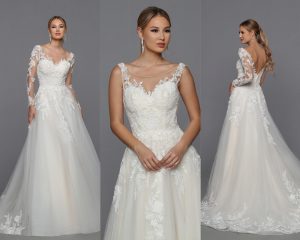 Winter 2023 Wedding Dresses Sneak Peek: Wedding Dress with Veil Option DaVinci Bridal Style #50761