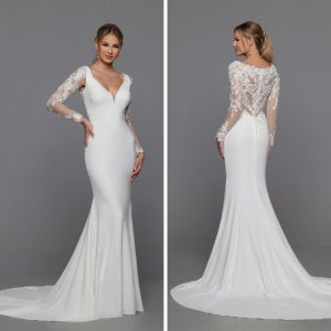 Davinci Bridal 50774 Long Sleeve Sheer Corset Lace Mermaid Wedding Dress  Bridal Gown