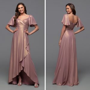 Shimmer Satin Chiffon & Knit Bridesmaids Dresses: DaVinci Bridesmaid Style #60606