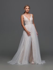 Sparkling Beaded Wedding Dresses for 2024: Informal by DaVinci Style #F134